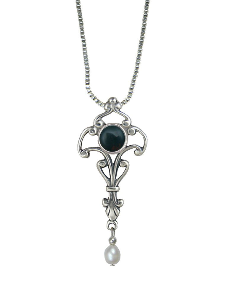 Sterling Silver Necklace With Bloodstone